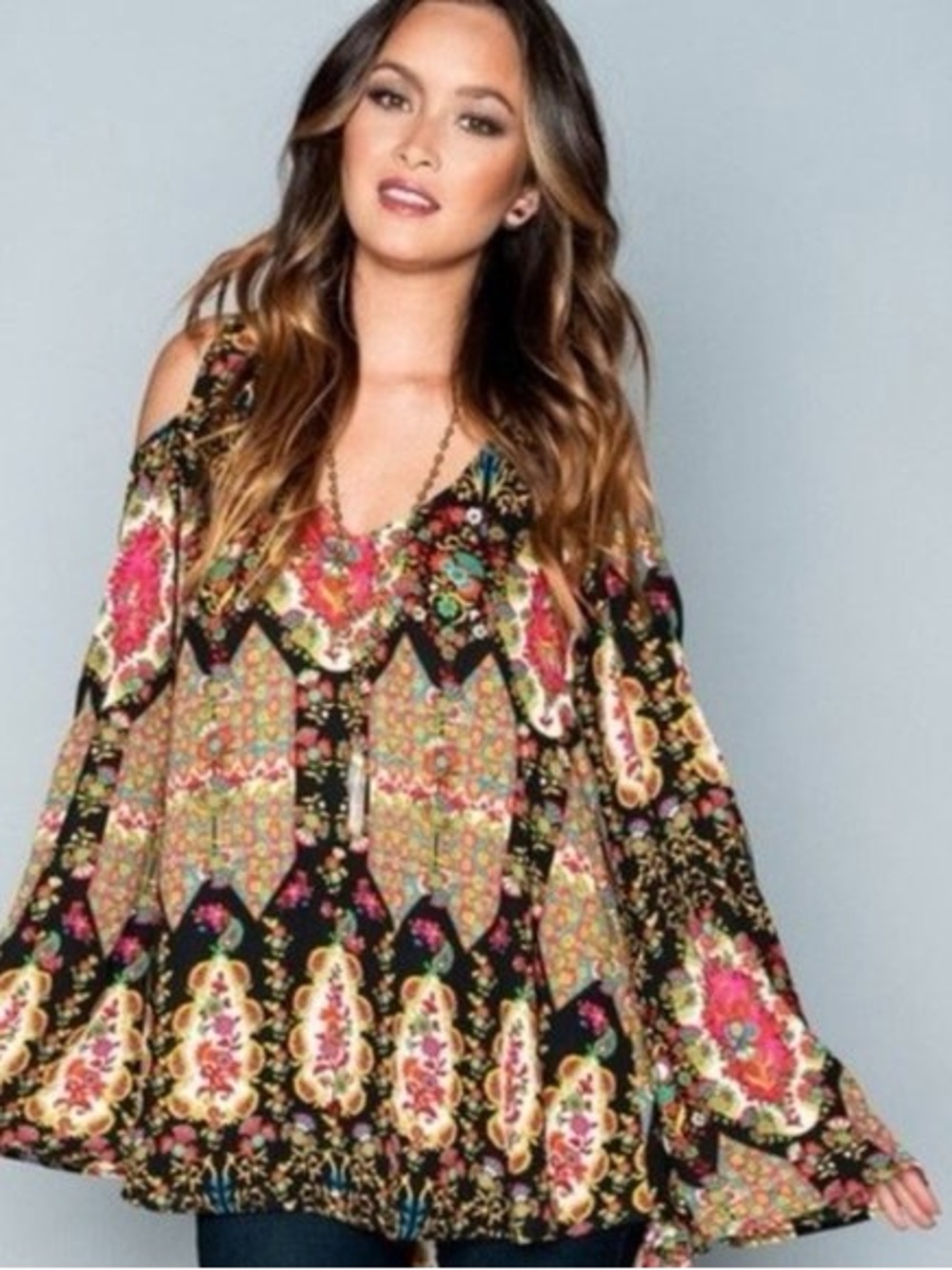 Show Me Your Mumu “Margot” xs colorful tunic mini dress day glo boho hippie euc